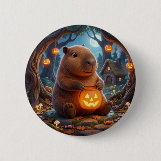 Bóton Redondo 5.08cm Broche de Botão de Capivara de Balde de Abóbora Fo