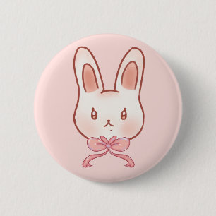 Bóton Redondo 5.08cm Broche de Botão de Laço de Coelho Rosa Fofo