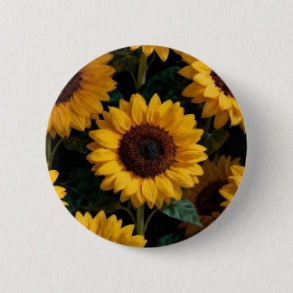 Bóton Redondo 5.08cm Broche de girassol distinto