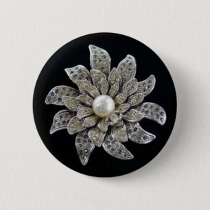 Bóton Redondo 5.08cm Broche do diamante & da pérola