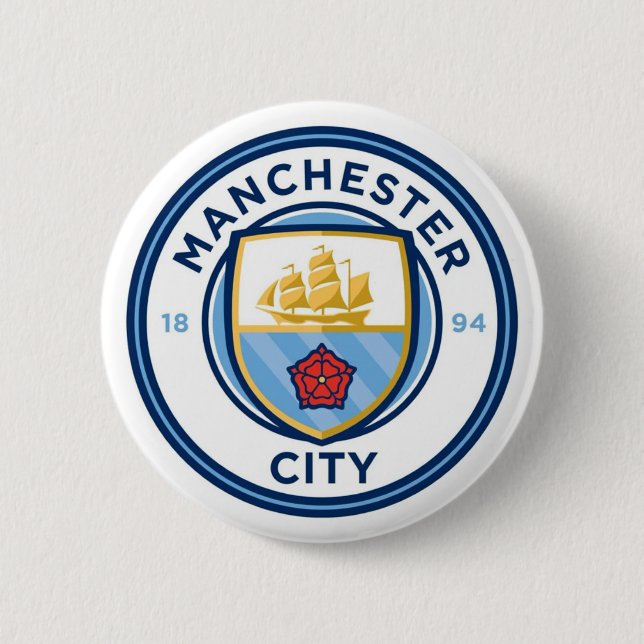 Bóton Redondo 5.08cm Broche do Manchester City (Frente)