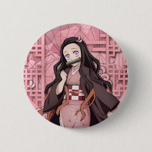 Bóton Redondo 5.08cm Broche Nezuko Kamado do anime Demon Slayer.