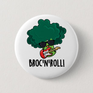 Bóton Redondo 5.08cm Brock n Roll Funny Veggie Broccoli Pun