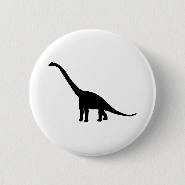 Bóton Redondo 5.08cm Brontosaurus do dinossauro preto e branco (Frente)