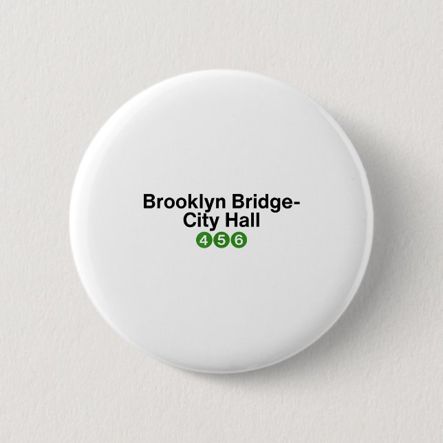 Bóton Redondo 5.08cm Brooklyn Bridge New York Subway Station Signs, Nyc (Frente)