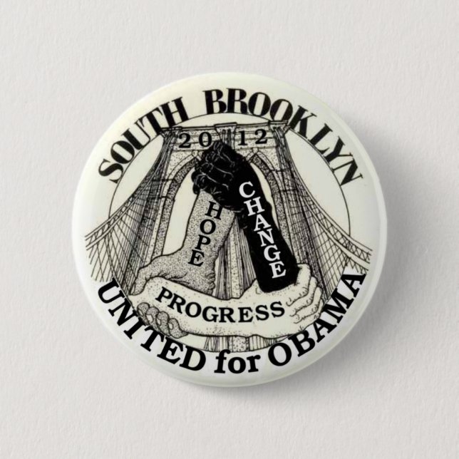 Bóton Redondo 5.08cm Brooklyn para Obama 2012 (Frente)
