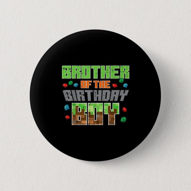 Bóton Redondo 5.08cm Brother Of Birthday Boy Xel Gamer Bday Party Boys  (Frente)