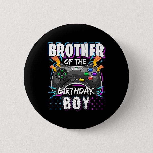 Bóton Redondo 5.08cm Brother Of The Birthday Boy Matching Video Game Bi (Frente)
