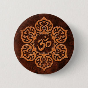 Bóton Redondo 5.08cm Brown OM floral de pedra