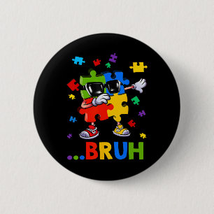 Bóton Redondo 5.08cm Bruh Dabbing Quebra-cabeça Autism Advertência Meni