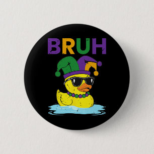 Bóton Redondo 5.08cm Bruh Funny Duck Mardi Gras Rubber Duck Com Jester