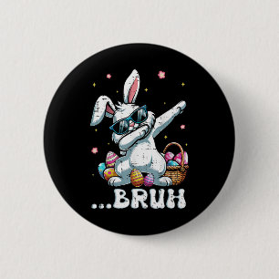 Bóton Redondo 5.08cm Bruh Páscoa Dabbing Bunny Rabbit Dance Kids M