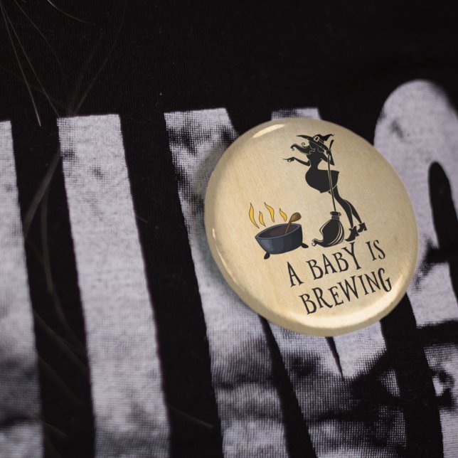 Bóton Redondo 5.08cm Bruxa Grávida Festa de Bebê Botão de Maternidade (Criador carregado)