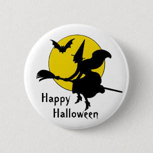 Bóton Redondo 5.08cm Bruxas Andam Feliz Halloween