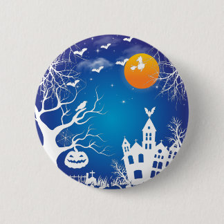 Bóton Redondo 5.08cm bruxas de abóboras de halloween assombradas casa T