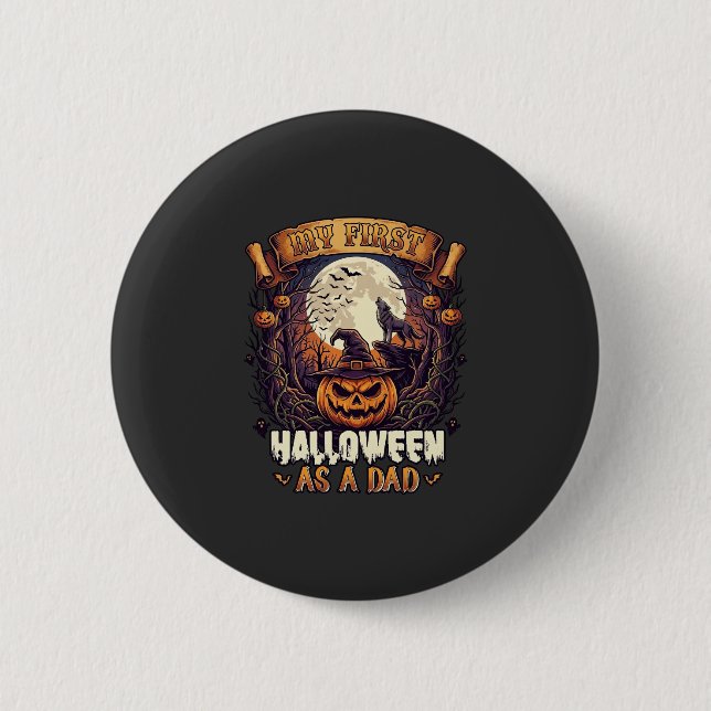 Bóton Redondo 5.08cm Bruxas Penduradas Halloween Bruxa Voadora Casa Ass (Frente)