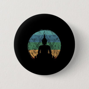 Bóton Redondo 5.08cm Buda Retrô Budista Yoga Espiritual Meditação Zen