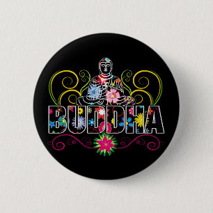 Bóton Redondo 5.08cm Buddha nas flores
