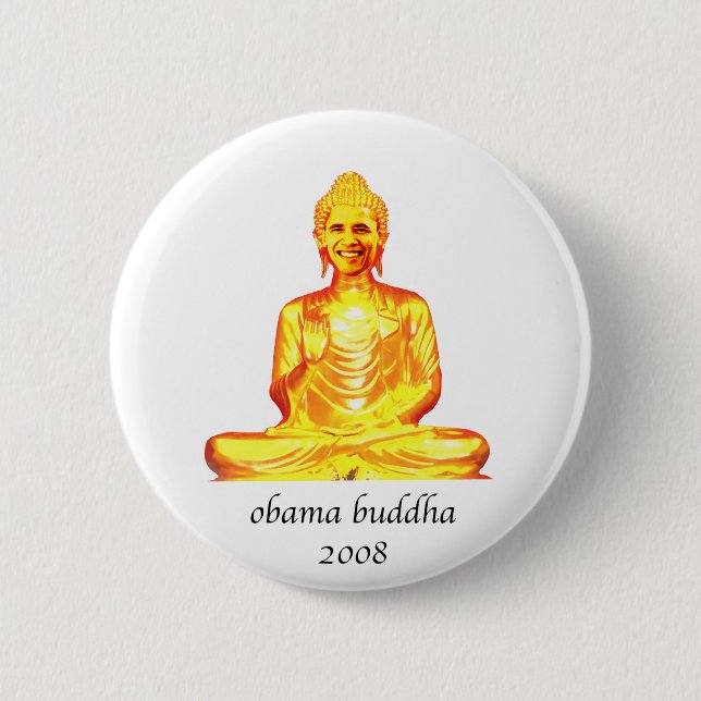 Bóton Redondo 5.08cm buddha obama (Frente)
