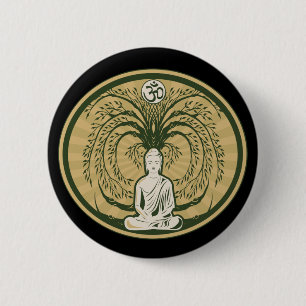 Bóton Redondo 5.08cm Buddha sob a árvore de Bodhi
