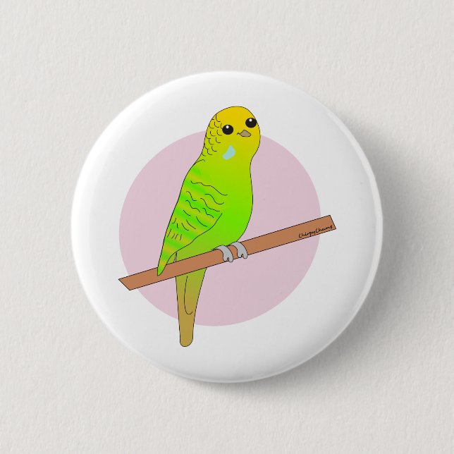 Bóton Redondo 5.08cm Budgie verde bonito (Frente)
