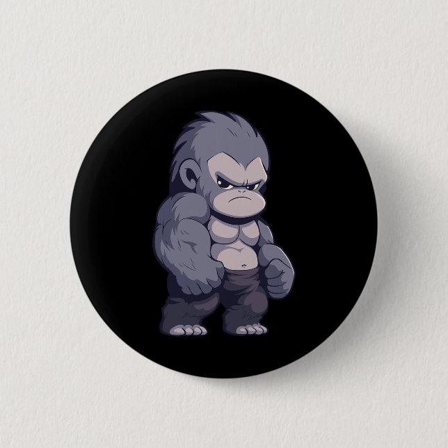 Bóton Redondo 5.08cm Buff Alpha Silverback Gorilla Ape Design Boxing Go (Frente)