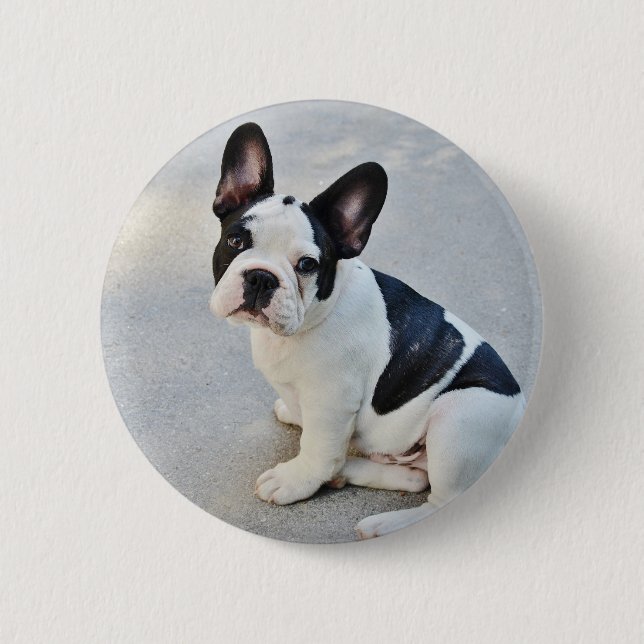 Bóton Redondo 5.08cm buldogue francês sentado (Frente)