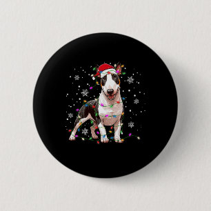 Bóton Redondo 5.08cm Bull Terrier Christmas Sweet Dog Xmas Lights Tre