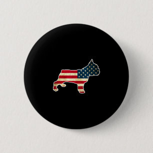 Bóton Redondo 5.08cm Bulldogue Francês de 4 de Julho com Bandeira Ameri