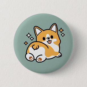 Bóton Redondo 5.08cm Bumbum Primeiro, Vamos Nap - Bumbum Corgi Cute
