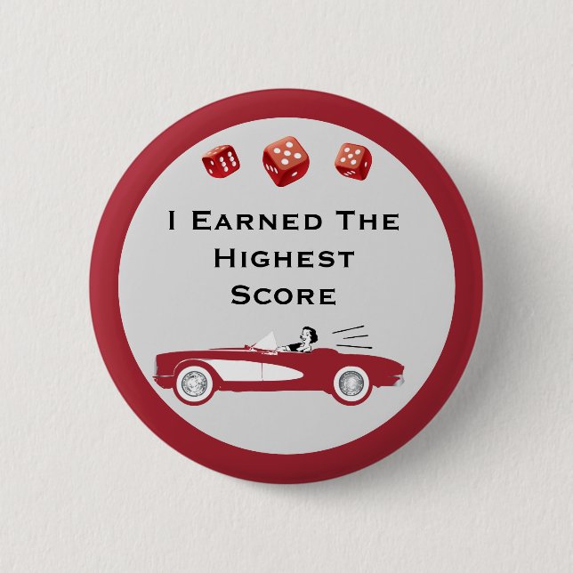 Bóton Redondo 5.08cm Bunco de Dados Convertíveis Vermelhos Retroativos (Frente)