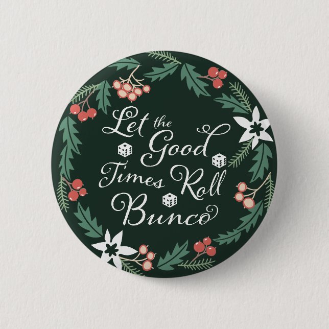 Bóton Redondo 5.08cm Bunco deixou o bom verde do inverno dos dados do (Frente)