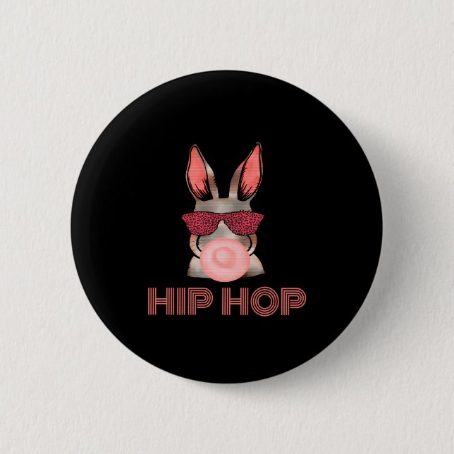 Bóton Redondo 5.08cm Bunny de Hip Hop Fofo Óculos de Sol Páscoa (Frente)