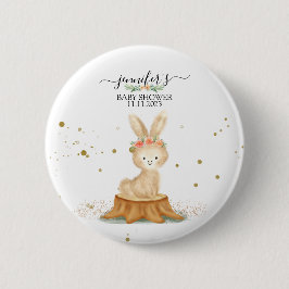 Bóton Redondo 5.08cm Bunny Rabbit wildlife forest baby shower dots