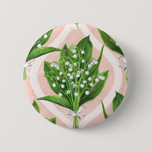 Bóton Redondo 5.08cm Buquê de lilly das flores do vale a rosa (Frente)