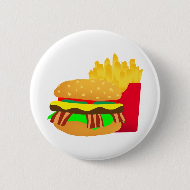 Bóton Redondo 5.08cm Burger e Fries (Frente)