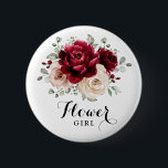 Bóton Redondo 5.08cm Burgundy Champagne Ivory Mauve Rosa<br><div class="desc">Elegante Burgundy Red,  Champagne ivory earthy tema floral botão de flores de casamento com buquê elegante de Burgundy,  marfim de champanhe,  rosas de pénia e folhas verdes de eucalipto. Entre em contato comigo para obter ajuda sobre a personalização ou se você precisar de outro produto com este design.</div>