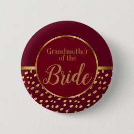 Bóton Redondo 5.08cm Burgundy e Dourado Avó da Noiva Casamento