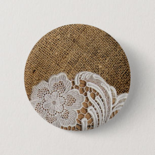 Bóton Redondo 5.08cm burlap and lace do país ocidental russo da boêmia