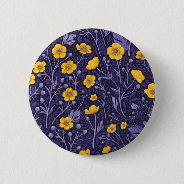 Bóton Redondo 5.08cm Buttercups, amarelo e violeta (Frente)