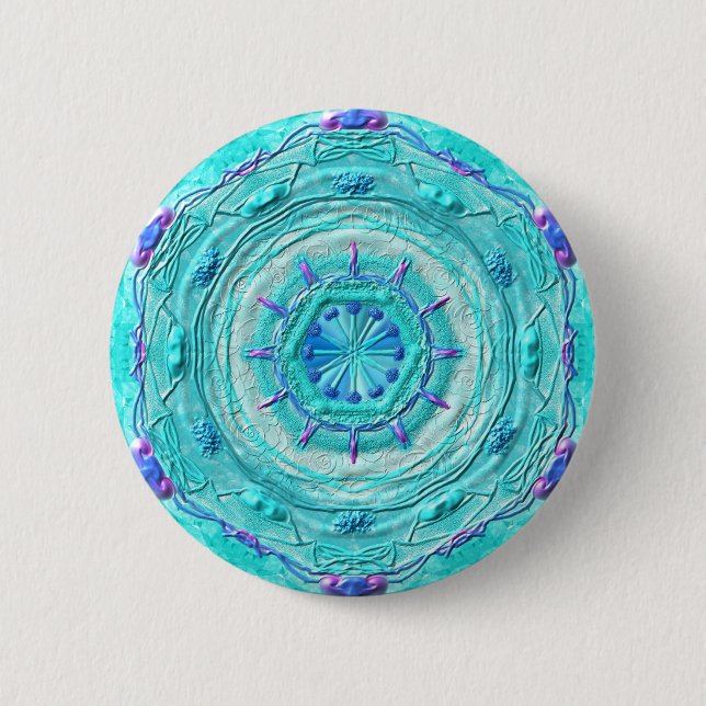 Bóton Redondo 5.08cm Button Mandala 08 “turquesa " (Frente)