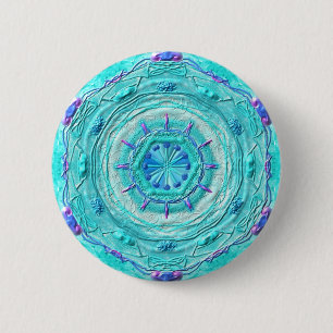 Bóton Redondo 5.08cm Button Mandala 08 “turquesa "