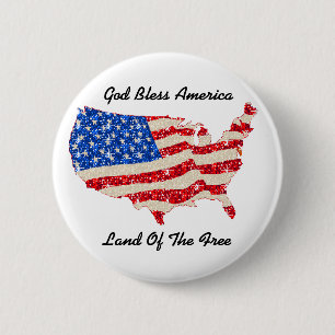Bóton Redondo 5.08cm Button USA Flag Deus abençoe America