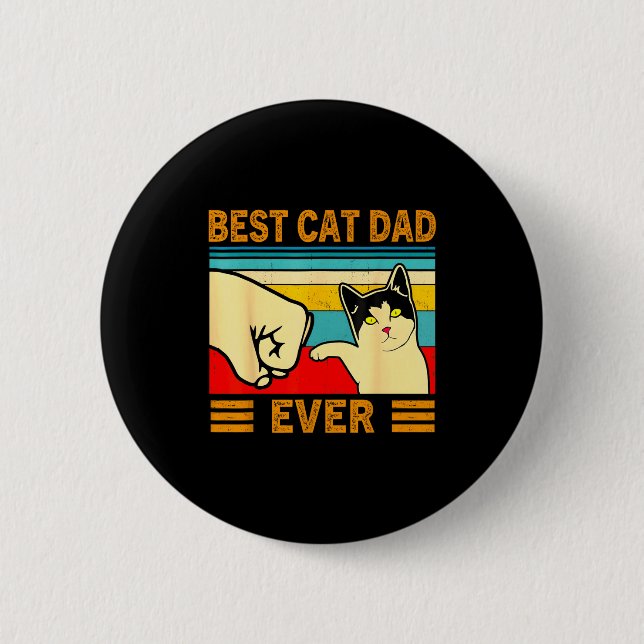 Bóton Redondo 5.08cm Ca Men Cat Dad Ever Funny Cat Lover Gift  (Frente)