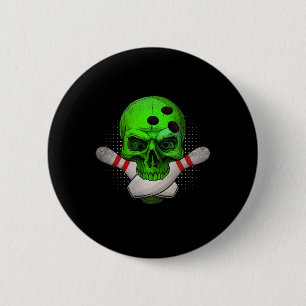 Bóton Redondo 5.08cm Cabeça Caveira Bola de Boliche & Pinos Feliz D