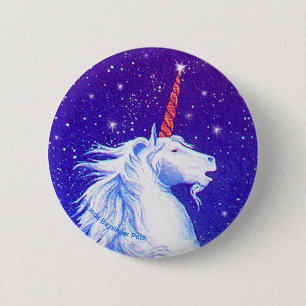 Bóton Redondo 5.08cm Cabeça do unicórnio com azul