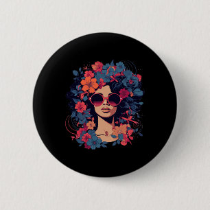 Bóton Redondo 5.08cm Cabelo Afro Natural História Negra Orgulho Preto M