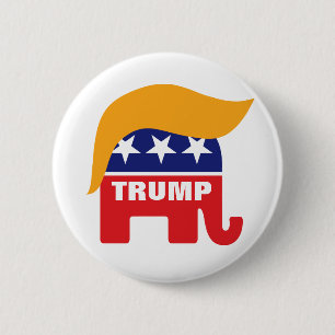 Bóton Redondo 5.08cm Cabelo de Donald Trump Logotipo do Elefante GOP