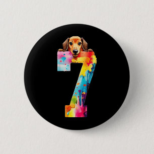 Bóton Redondo 5.08cm Cachorro 7 Anos Dachshund Aniversário