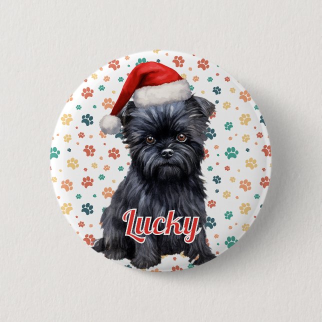 Bóton Redondo 5.08cm Cachorro Affenpinscher Natal (Frente)